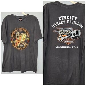 Harley Davidson Shirt Mens XL Gray Cobra Snake Speed & Power CinCity Cincinnati